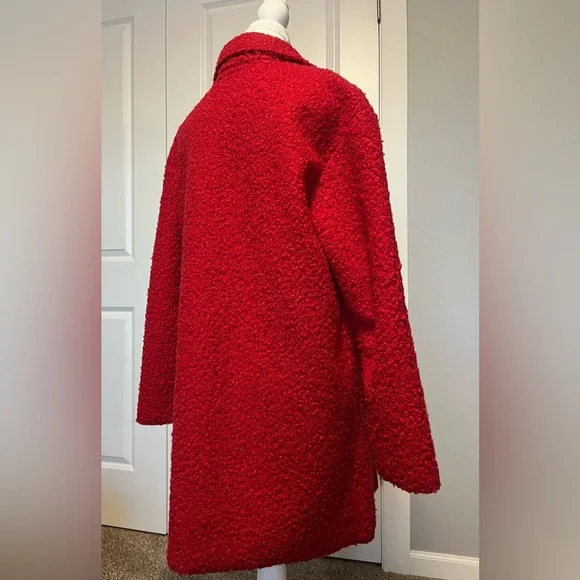 Charlie B Boucle Red Knit Jacket Coat Snap Front long sleeve stretch 60s Sz Med - Picture 6 of 16